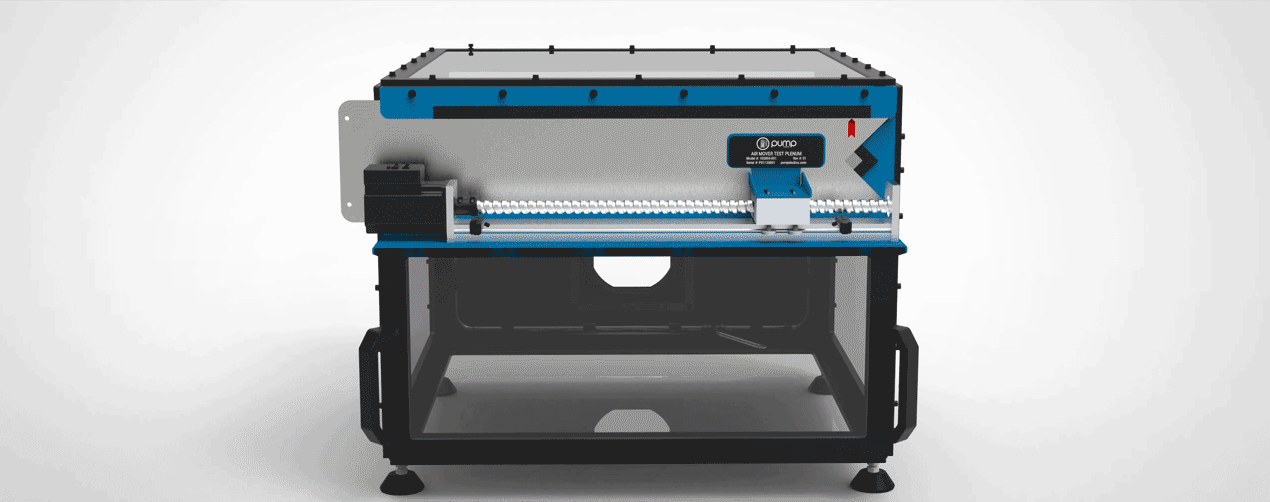 A rendering of the Air Mover Test Plenum's Opening and closing.