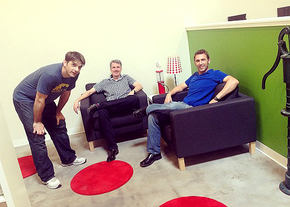 3 of the 4 Pump Studios' partners. From left to right: Kevin Keller, Brad Collins, and Peter Kaltenbach.