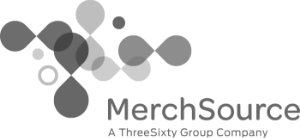 The MerchSource logo in gray, "MerchSource a ThreeSixty Group Company" with 8 dots to the left side.