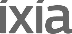 The ixia logo in gray, "ixia".