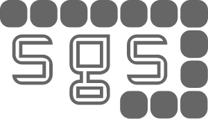 The Smart Grid Solutions logo in gray. "sgs" with 12 white dots rapping around the top to the middle of the bottom.