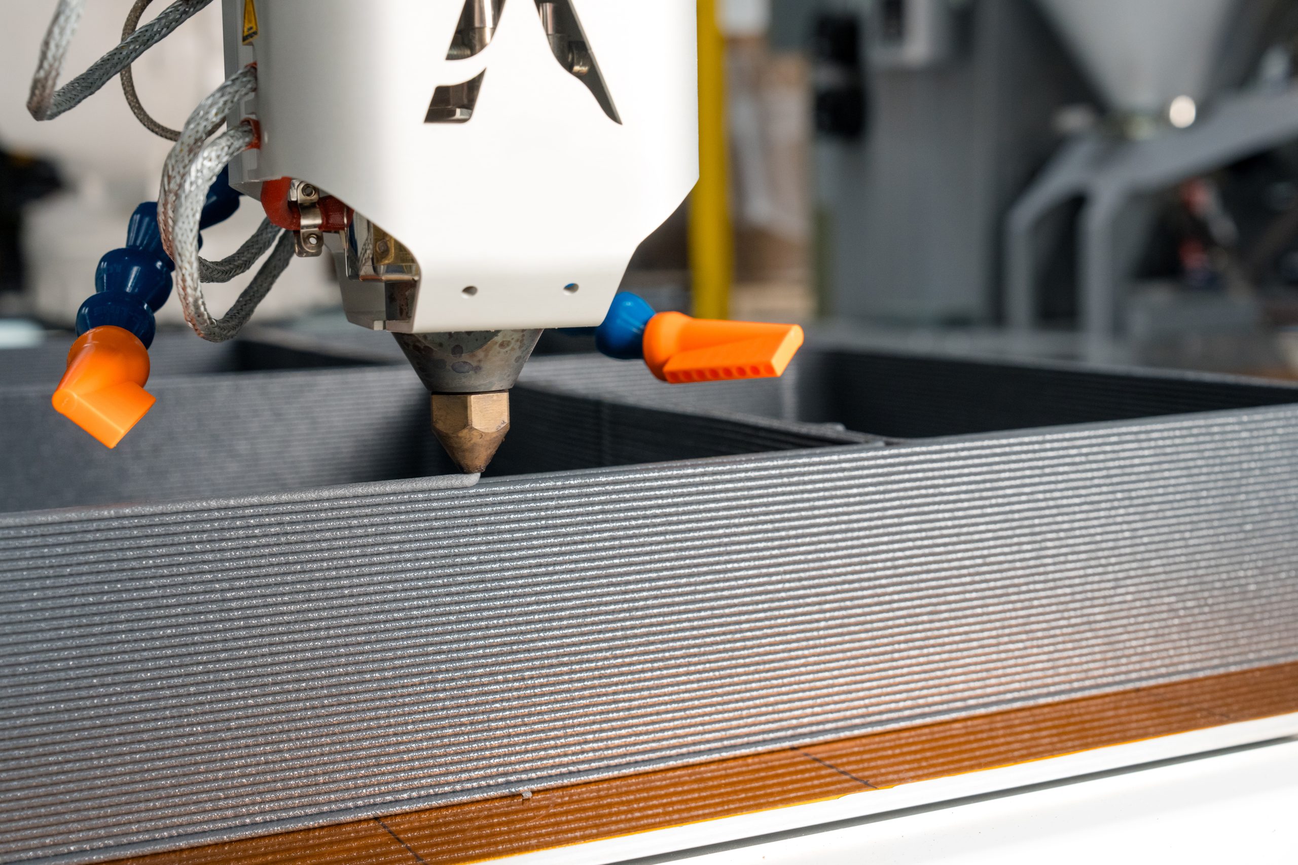 This is a rendering of the Vulcan 3D printer with 3 layers of 3D print finished.