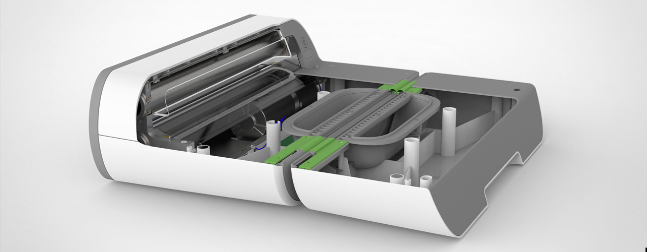 A rendering of the AccuQuilt Go! Big's internal mechanisms.