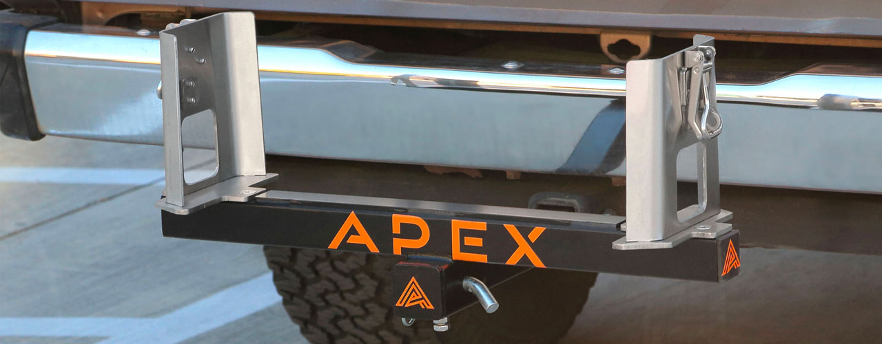 The Apex cooler mount attached to the back of motor vehicle. 