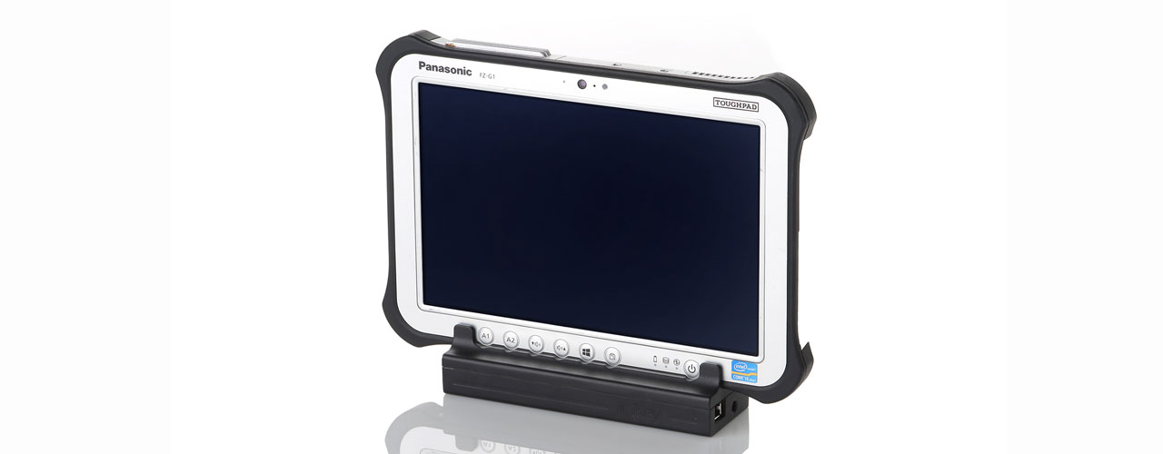 The Panasonic FZ-G1 tablet on the iKey Micro Dock.